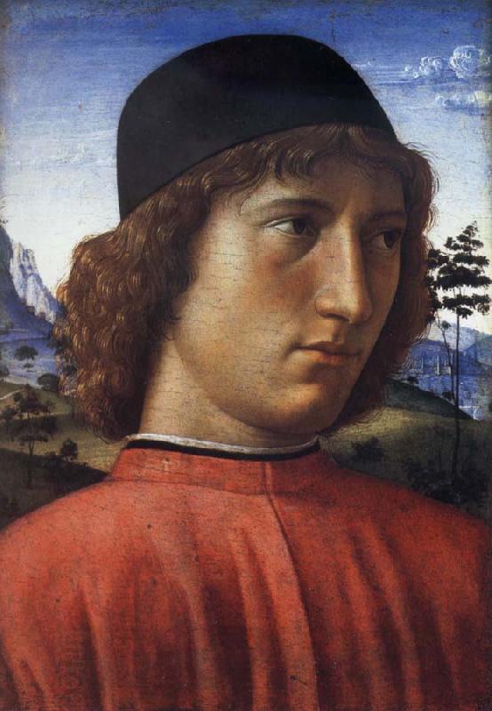 Domenico Ghirlandaio Portrait of a young man in red oil painting picture